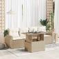 Preview: ARDEBO.de - 5-tlg. Garten-Sofagarnitur mit Kissen Beige Poly Rattan
