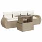 Preview: 5-tlg. Garten-Sofagarnitur mit Kissen Beige Poly Rattan