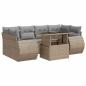 Preview: 7-tlg. Garten-Sofagarnitur mit Kissen Beige Poly Rattan