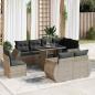 Preview: ARDEBO.de - 9-tlg. Garten-Sofagarnitur mit Kissen Grau Poly Rattan