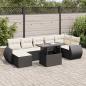 Preview: ARDEBO.de - 8-tlg. Garten-Sofagarnitur mit Kissen Schwarz Poly Rattan