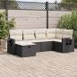 Preview: ARDEBO.de - 6-tlg. Garten-Sofagarnitur mit Kissen Schwarz Poly Rattan