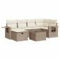 Preview: 7-tlg. Garten-Sofagarnitur mit Kissen Beige Poly Rattan