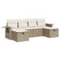Preview: ARDEBO.de - 6-tlg. Garten-Sofagarnitur mit Kissen Beige Poly Rattan