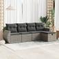 Preview: ARDEBO.de - 5-tlg. Garten-Sofagarnitur mit Kissen Grau Poly Rattan