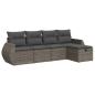 Preview: 5-tlg. Garten-Sofagarnitur mit Kissen Grau Poly Rattan
