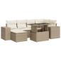 Preview: 7-tlg. Garten-Sofagarnitur mit Kissen Beige Poly Rattan