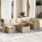 Preview: ARDEBO.de - 5-tlg. Garten-Sofagarnitur mit Kissen Beige Poly Rattan Akazie