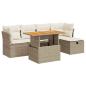 Preview: 6-tlg. Garten-Sofagarnitur mit Kissen Beige Poly Rattan Akazie