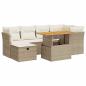 Preview: 7-tlg. Garten-Sofagarnitur mit Kissen Beige Poly Rattan Akazie