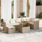 Preview: ARDEBO.de - 8-tlg. Garten-Sofagarnitur mit Kissen Beige Poly Rattan Akazie
