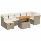 Preview: 8-tlg. Garten-Sofagarnitur mit Kissen Beige Poly Rattan Akazie