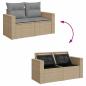 Preview: 8-tlg. Garten-Sofagarnitur mit Kissen Beige Poly Rattan Akazie