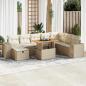 Preview: ARDEBO.de - 9-tlg. Garten-Sofagarnitur mit Kissen Beige Poly Rattan Akazie