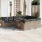 Preview: ARDEBO.de - 11-tlg. Garten-Sofagarnitur mit Kissen Grau Poly Rattan