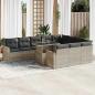 Preview: ARDEBO.de - 11-tlg. Garten-Sofagarnitur mit Kissen Hellgrau Poly Rattan