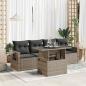 Preview: ARDEBO.de - 5-tlg. Garten-Sofagarnitur mit Kissen Grau Poly Rattan