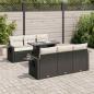 Preview: ARDEBO.de - 7-tlg. Garten-Sofagarnitur mit Kissen Schwarz Poly Rattan