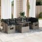Preview: ARDEBO.de - 8-tlg. Garten-Sofagarnitur mit Kissen Grau Poly Rattan