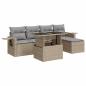 Preview: 6-tlg. Garten-Sofagarnitur mit Kissen Beige Poly Rattan