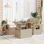 Preview: ARDEBO.de - 5-tlg. Garten-Sofagarnitur mit Kissen Beige Poly Rattan