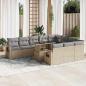 Preview: ARDEBO.de - 11-tlg. Garten-Sofagarnitur mit Kissen Beige Poly Rattan