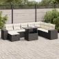 Preview: ARDEBO.de - 9-tlg. Garten-Sofagarnitur mit Kissen Schwarz Poly Rattan