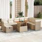 Preview: ARDEBO.de - 9-tlg. Garten-Sofagarnitur mit Kissen Beige Poly Rattan Akazie