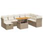 Preview: 9-tlg. Garten-Sofagarnitur mit Kissen Beige Poly Rattan Akazie