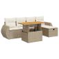 Preview: 6-tlg. Garten-Sofagarnitur mit Kissen Beige Poly Rattan Akazie
