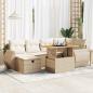 Preview: ARDEBO.de - 8-tlg. Garten-Sofagarnitur mit Kissen Beige Poly Rattan Akazie