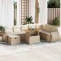 Preview: ARDEBO.de - 9-tlg. Garten-Sofagarnitur mit Kissen Beige Poly Rattan Akazie