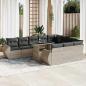 Preview: ARDEBO.de - 11-tlg. Garten-Sofagarnitur mit Kissen Hellgrau Poly Rattan