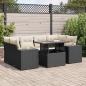 Preview: ARDEBO.de - 7-tlg. Garten-Sofagarnitur mit Kissen Schwarz Poly Rattan