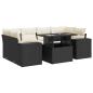 Preview: 7-tlg. Garten-Sofagarnitur mit Kissen Schwarz Poly Rattan