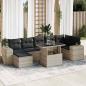 Preview: ARDEBO.de - 8-tlg. Garten-Sofagarnitur mit Kissen Hellgrau Poly Rattan