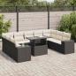 Preview: ARDEBO.de - 10-tlg. Garten-Sofagarnitur mit Kissen Schwarz Poly Rattan