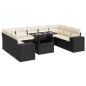 Preview: 10-tlg. Garten-Sofagarnitur mit Kissen Schwarz Poly Rattan