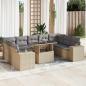 Preview: ARDEBO.de - 10-tlg. Garten-Sofagarnitur mit Kissen Beige Poly Rattan