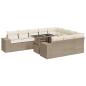 Preview: 11-tlg. Garten-Sofagarnitur mit Kissen Beige Poly Rattan