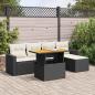 Preview: ARDEBO.de - 6-tlg. Garten-Sofagarnitur mit Kissen Schwarz Poly Rattan