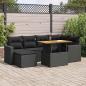 Preview: ARDEBO.de - 7-tlg. Garten-Sofagarnitur mit Kissen Schwarz Poly Rattan