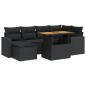 Preview: 7-tlg. Garten-Sofagarnitur mit Kissen Schwarz Poly Rattan