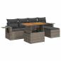 Preview: 6-tlg. Garten-Sofagarnitur mit Kissen Grau Poly Rattan