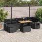 Preview: ARDEBO.de - 8-tlg. Garten-Sofagarnitur mit Kissen Schwarz Poly Rattan