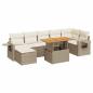 Preview: 8-tlg. Garten-Sofagarnitur mit Kissen Beige Poly Rattan