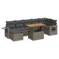 Preview: 8-tlg. Garten-Sofagarnitur mit Kissen Grau Poly Rattan