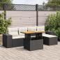 Preview: ARDEBO.de - 6-tlg. Garten-Sofagarnitur mit Kissen Schwarz Poly Rattan