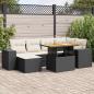 Preview: ARDEBO.de - 7-tlg. Garten-Sofagarnitur mit Kissen Schwarz Poly Rattan