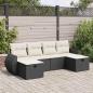 Preview: ARDEBO.de - 6-tlg. Garten-Sofagarnitur mit Kissen Schwarz Poly Rattan